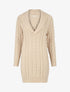 Robe pull courte à col châle - Beige - 1