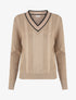 Pull à col V irisé - Beige - 1