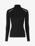 Pull col roulé à boutons - Noir - 1