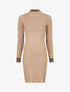 Robe pull à col montant et motifs grec - Beige - 1