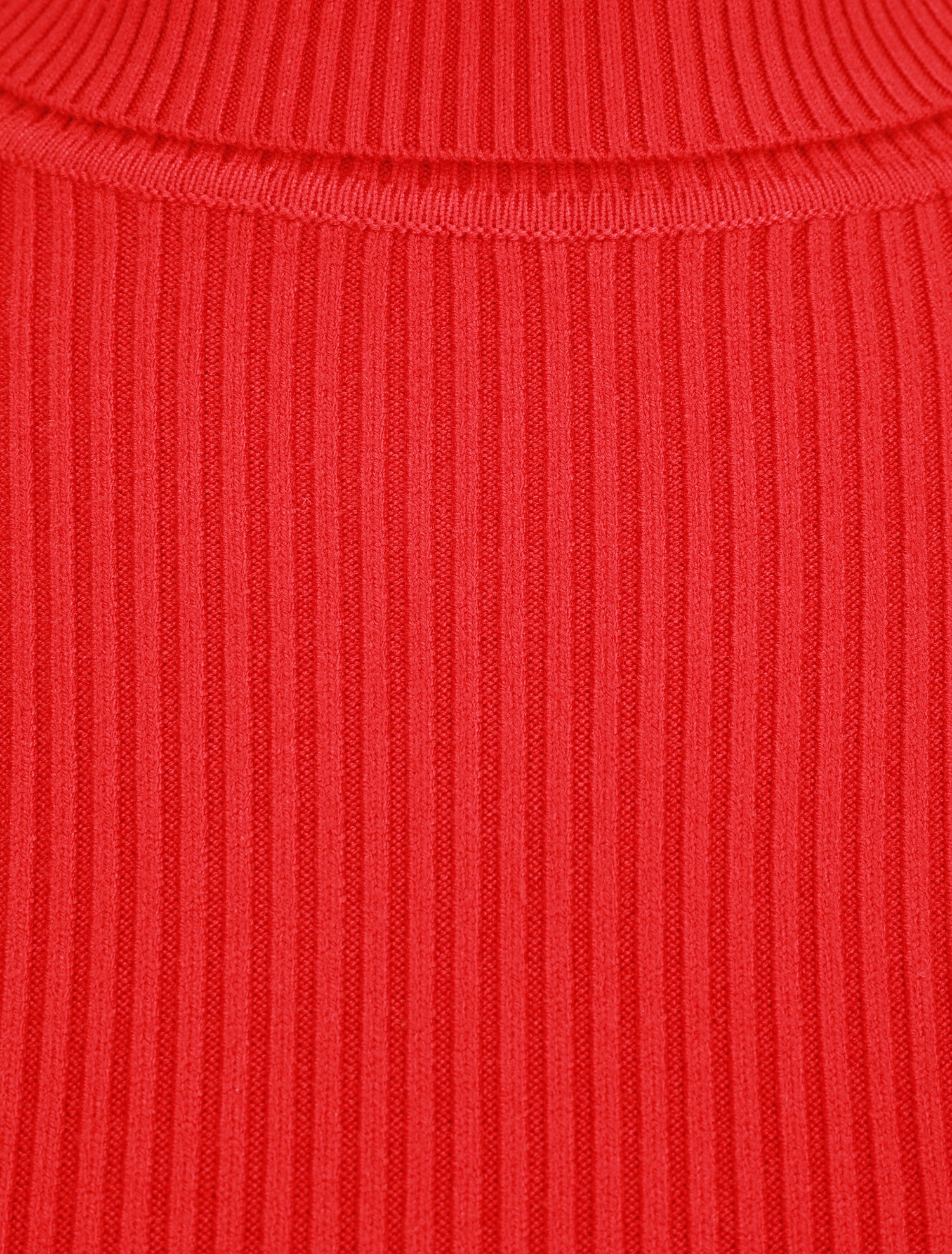 Pull ajusté côtelé à col roulé - Rouge - 3