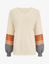 Pull oversize manches longues rayées - Beige - 1