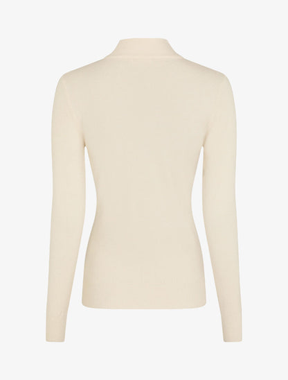 Pull fin en laine mélangée à col montant - Beige - 2