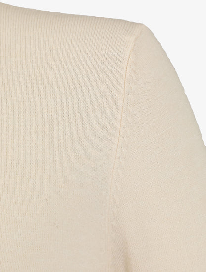 Pull fin en laine mélangée à col montant - Beige - 3