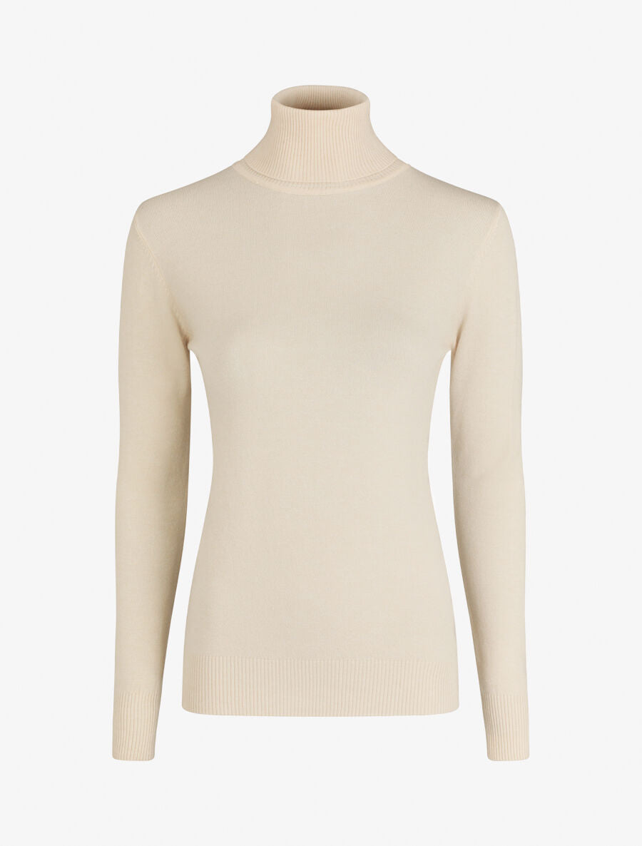 Pull fin en cachemire mélangée à col roulé - Beige - 4