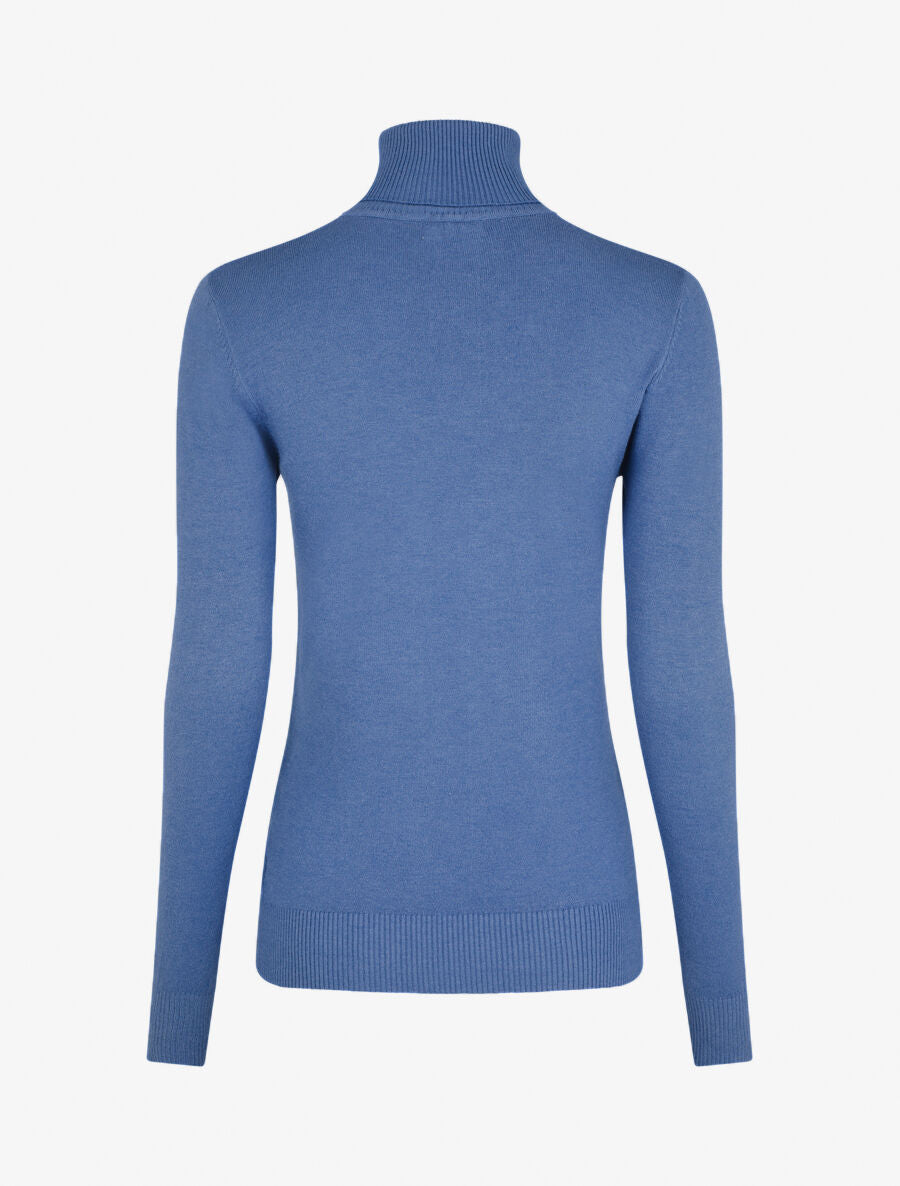 Pull fin en cachemire mélangée à col roulé - Bleu - 2