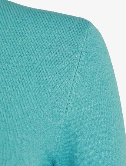 Pull fin en cachemire mélangée à col roulé - Vert d&