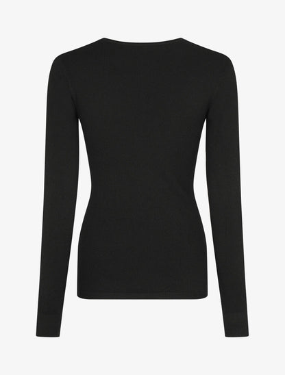 Pull fin en cachemire mélangée à col V - Noir - 2