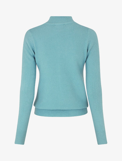 Pull col montant en laine mélangée - Bleu clair - 2
