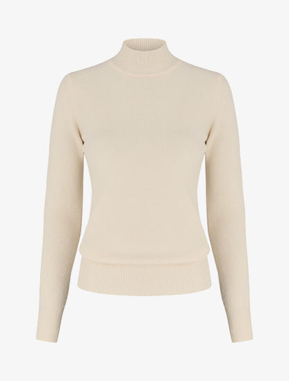 Pull col montant en laine mélangée - Beige - 4