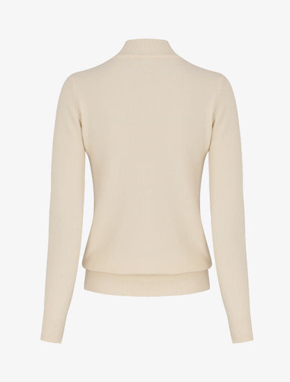 Pull col montant en laine mélangée - Beige - 2