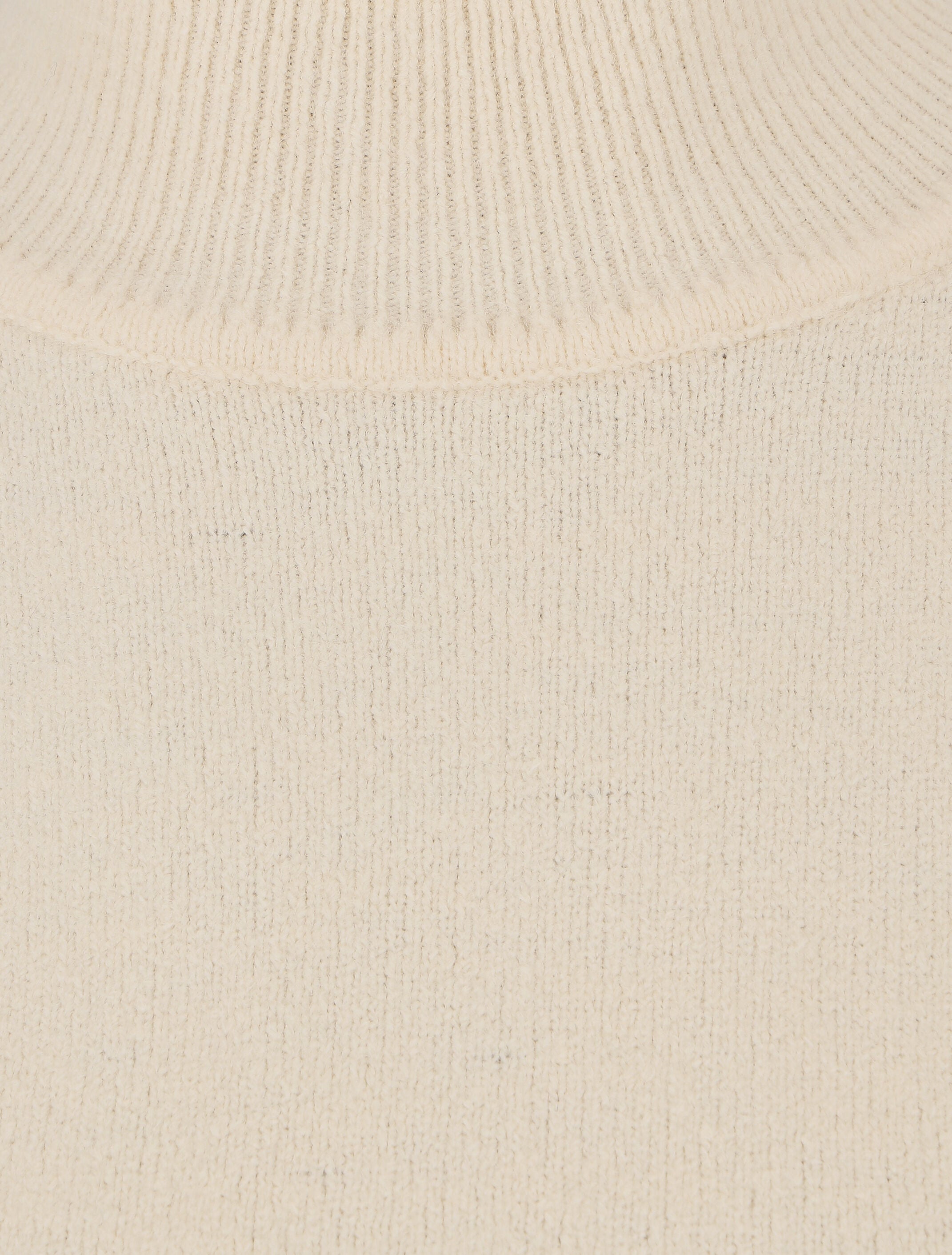 Pull col montant en laine mélangée - Beige - 3