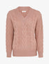 Pull en maille duveteuse tressée - Rose poudré - 4
