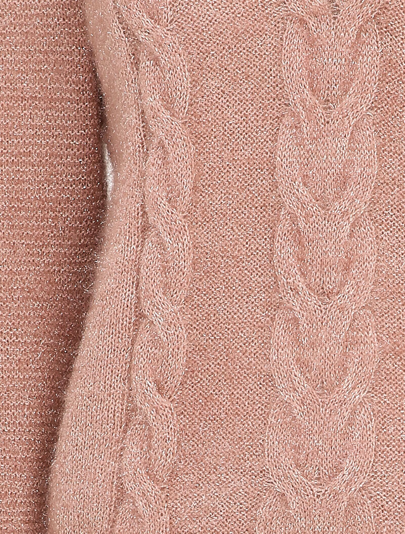 Pull en maille duveteuse tressée - Rose poudré - 3