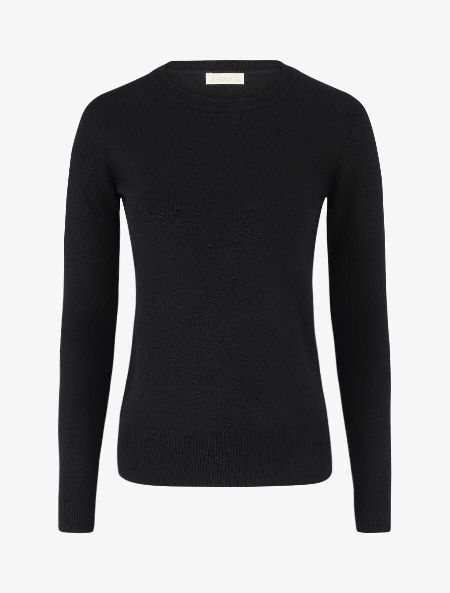 Pull col rond en laine mélangée - Noir - 4