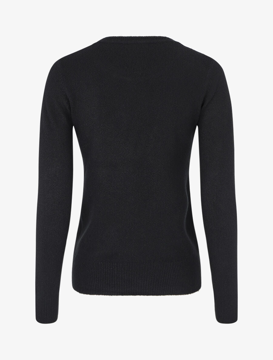 Pull col rond en laine mélangée - Noir - 2