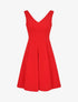 Robe patineuse unie à col V - Rouge - 5