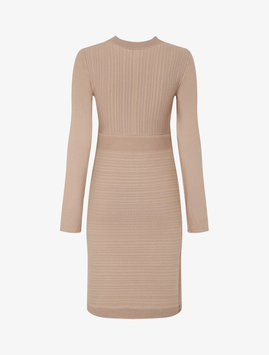 Robe ajustée à perles - Beige - 2