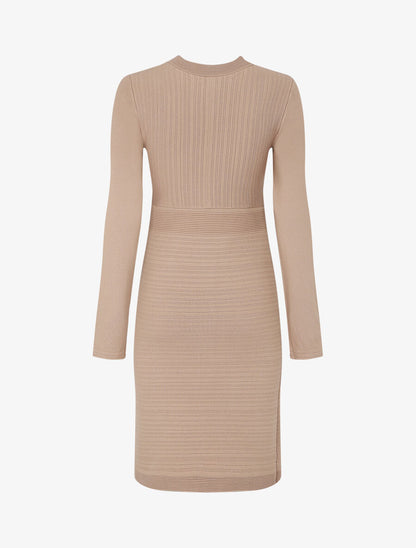 Robe ajustée à perles - Beige - 2