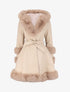 Manteau en simili à capuche et fausse fourrure - Beige - 1
