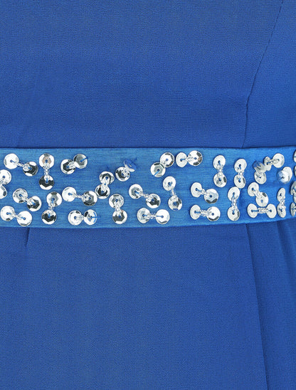 Robe bustier évasée à sequins - Bleu roi - 3