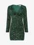 Robe courte en velours à sequins - Vert foncé - 5