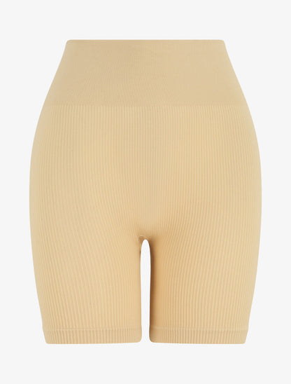 Short uni côtelé - Beige - 4