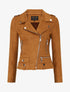 Veste en suédine style perfecto à zip - Camel foncé - 5