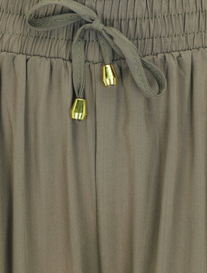 Pantalon fluide coupe droite taille haute - Kaki - 3