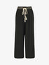 Pantalon côtelé taille haute coupe ample - Noir - 1
