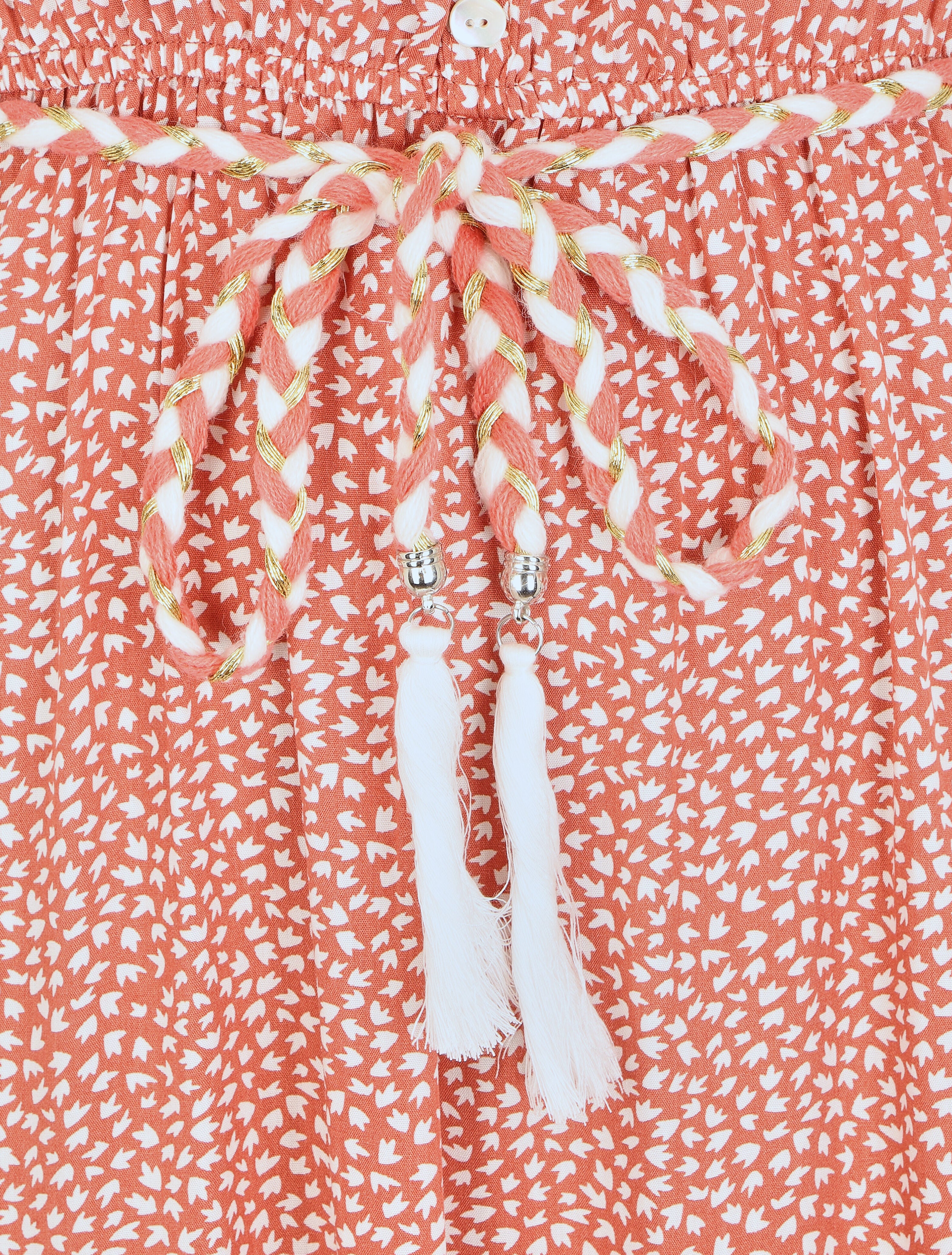 Robe longue à mancherons imprimé tulipe - Rose - 3