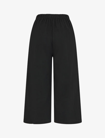 Pantalon ample à taille élastiquée - Noir - 2