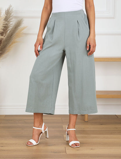 Pantalon ample à taille élastiquée - Vert d&