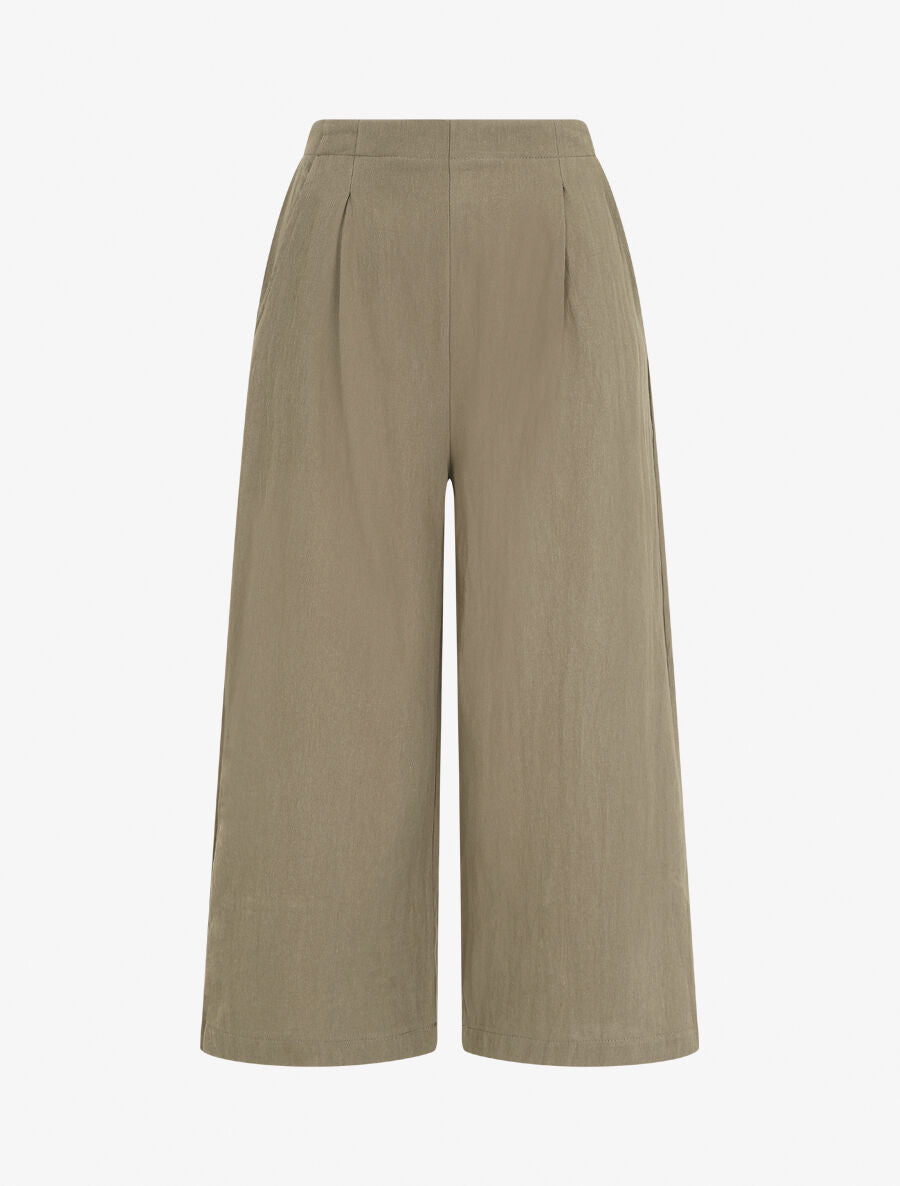 Pantalon ample à taille élastiquée - Kaki - 5