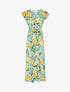Robe longue fleurie à manches volantées - Vert - 5