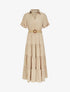 Robe longue unie à col tunisien - Beige - 1