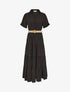 Robe longue unie à col tunisien - Noir - 1