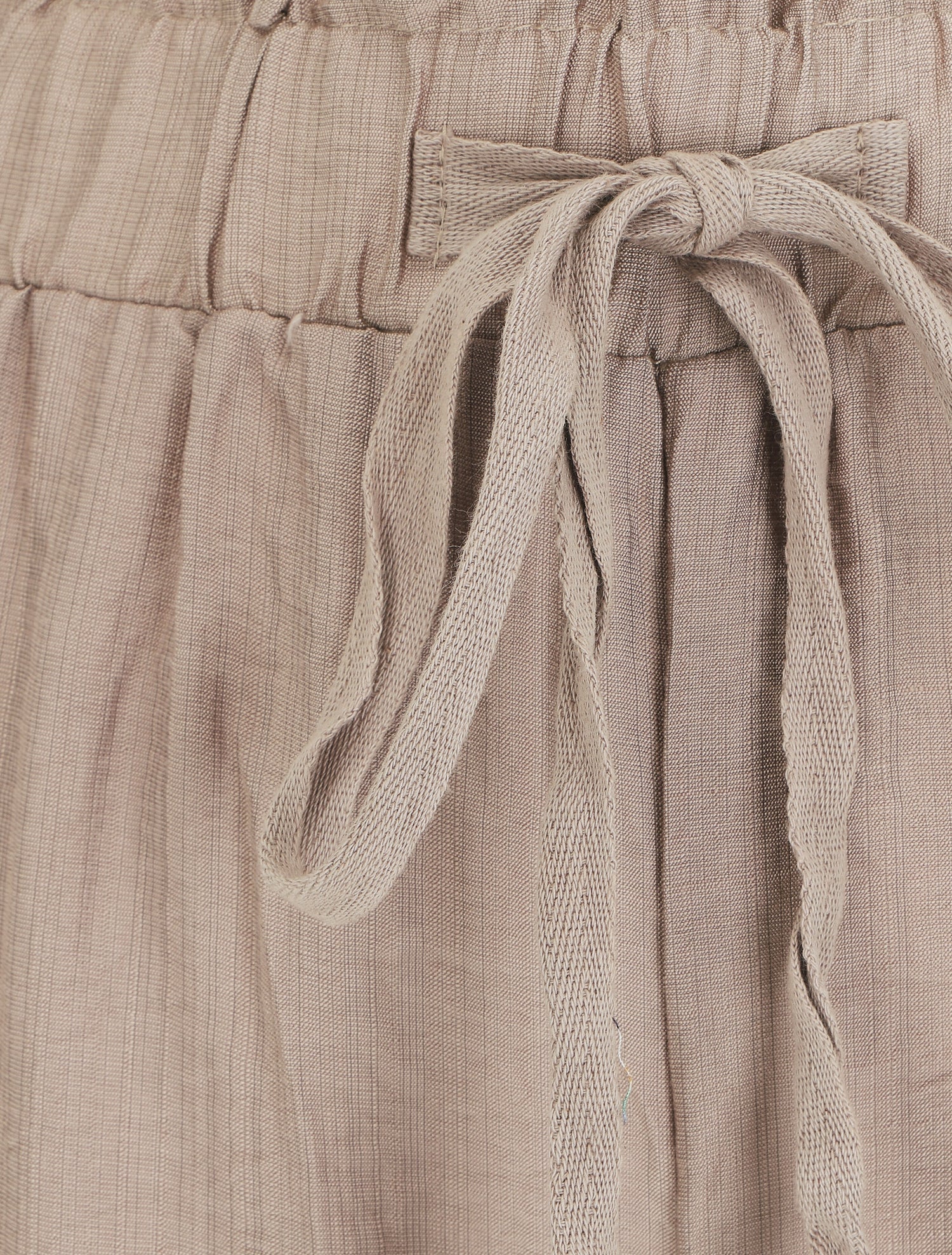 Pantalon droit fluide taille haute élastiquée - Beige - 3