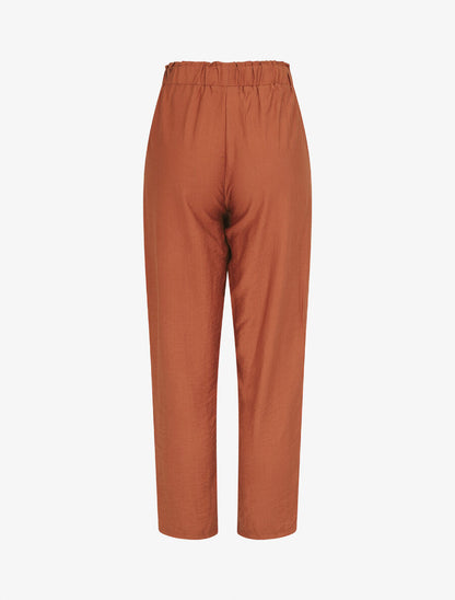 Pantalon droit fluide taille haute élastiquée - Rouille - 2