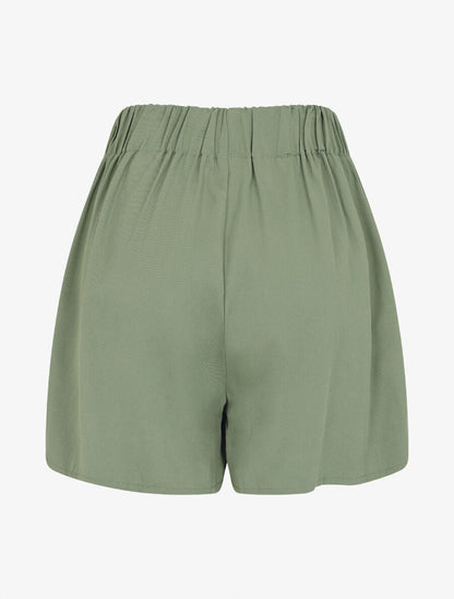 Short taille haute évasé uni - Kaki - 2