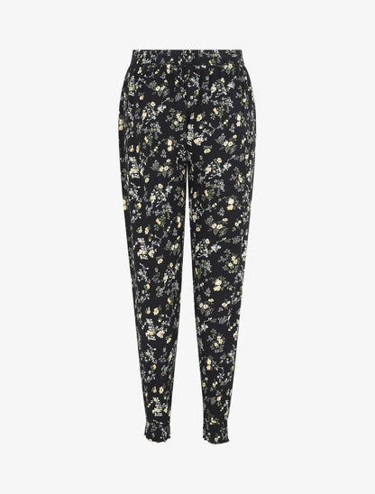 Pantalon style jogging imprimé petites fleurs - Noir - 2