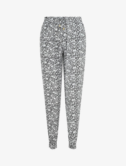 Pantalon style jogging imprimé floral - Marine - 1