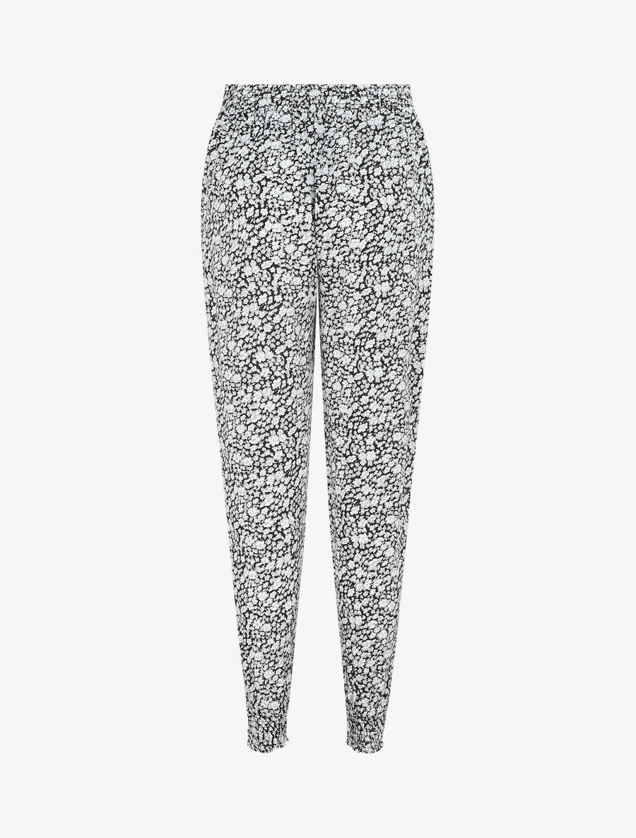 Pantalon style jogging imprimé floral - Marine - 2