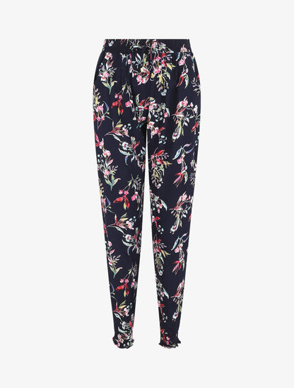 Pantalon style jogging imprimé fleuri - Marine - 5