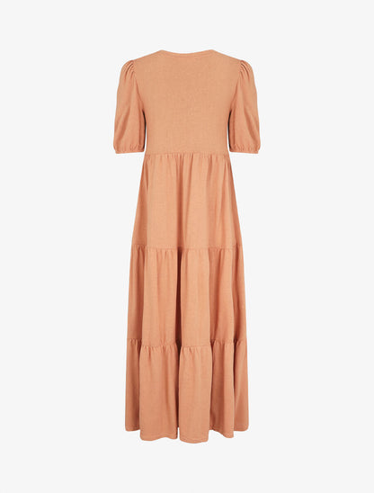 Robe longue à manches paysannes élastiquées - Orange - 2