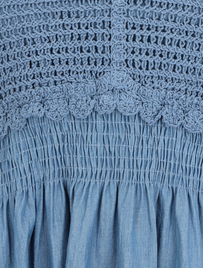Robe effet jean à buste crochet - Bleu foncé - 3