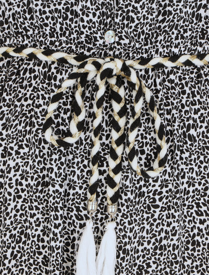 Robe longue élastiquée imprimé fleuri - Noir - 3