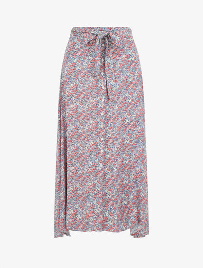 Jupe longue à taille élastiquée imprimé floral - Violet - 5