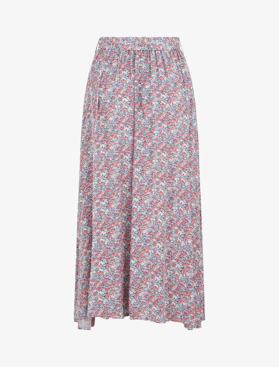 Jupe longue à taille élastiquée imprimé floral - Violet - 2