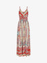 Robe longue fleurie et irisée - Rouge - 5